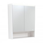 Fie LED Mirror Cabinet with Display Shelf & Matte White Side Panels 750